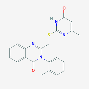 molecular formula C21H18N4O2S B11079619 2-[(6-methyl-4-oxo-1H-pyrimidin-2-yl)sulfanylmethyl]-3-(2-methylphenyl)quinazolin-4-one 