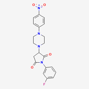 molecular formula C20H19FN4O4 B11079662 1-(3-Fluorophenyl)-3-[4-(4-nitrophenyl)piperazin-1-yl]pyrrolidine-2,5-dione 