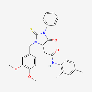 2-[3-(3,4-dimethoxybenzyl)-5-oxo-1-phenyl-2-thioxoimidazolidin-4-yl]-N-(2,4-dimethylphenyl)acetamide