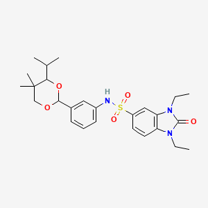 molecular formula C26H35N3O5S B11079695 1,3-diethyl-N-[3-(4-isopropyl-5,5-dimethyl-1,3-dioxan-2-yl)phenyl]-2-oxo-2,3-dihydro-1H-benzimidazole-5-sulfonamide 