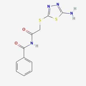 molecular formula C11H10N4O2S2 B11079699 N-{2-[(5-amino-1,3,4-thiadiazol-2-yl)sulfanyl]acetyl}benzamide 