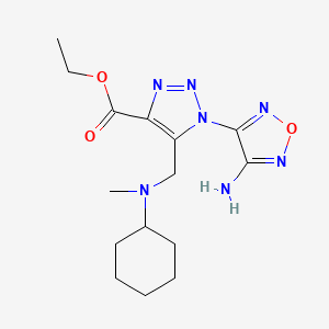 molecular formula C15H23N7O3 B11079709 ethyl 1-(4-amino-1,2,5-oxadiazol-3-yl)-5-{[cyclohexyl(methyl)amino]methyl}-1H-1,2,3-triazole-4-carboxylate 