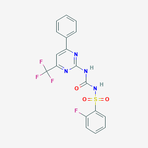 2-fluoro-N-{[4-phenyl-6-(trifluoromethyl)pyrimidin-2-yl]carbamoyl}benzenesulfonamide