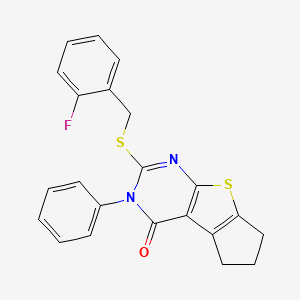 6-(2-Fluoro-benzylsulfanyl)-5-phenyl-1,2,3,5-tetrahydro-8-thia-5,7-diaza-cyclopenta[a]inden-4-one