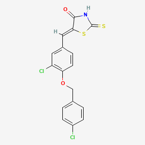 molecular formula C17H11Cl2NO2S2 B11079791 (5Z)-5-{3-chloro-4-[(4-chlorobenzyl)oxy]benzylidene}-2-thioxo-1,3-thiazolidin-4-one 