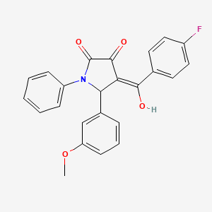 molecular formula C24H18FNO4 B11079799 4-[(4-fluorophenyl)carbonyl]-3-hydroxy-5-(3-methoxyphenyl)-1-phenyl-1,5-dihydro-2H-pyrrol-2-one 