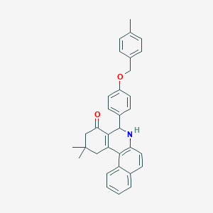 molecular formula C33H31NO2 B11079832 2,2-dimethyl-5-{4-[(4-methylbenzyl)oxy]phenyl}-2,3,5,6-tetrahydrobenzo[a]phenanthridin-4(1H)-one 