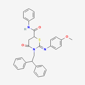 (2E)-3-(2,2-diphenylethyl)-2-[(4-methoxyphenyl)imino]-4-oxo-N-phenyl-1,3-thiazinane-6-carboxamide