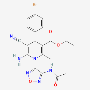 molecular formula C20H19BrN6O4 B11079895 Ethyl 1-[4-(acetylamino)-1,2,5-oxadiazol-3-yl]-6-amino-4-(4-bromophenyl)-5-cyano-2-methyl-1,4-dihydropyridine-3-carboxylate 