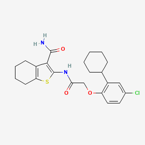 molecular formula C23H27ClN2O3S B11079905 2-{[(4-Chloro-2-cyclohexylphenoxy)acetyl]amino}-4,5,6,7-tetrahydro-1-benzothiophene-3-carboxamide 