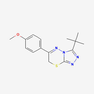 molecular formula C15H18N4OS B11079913 3-tert-butyl-6-(4-methoxyphenyl)-7H-[1,2,4]triazolo[3,4-b][1,3,4]thiadiazine 