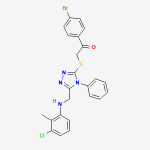 molecular formula C24H20BrClN4OS B11079957 1-(4-bromophenyl)-2-[(5-{[(3-chloro-2-methylphenyl)amino]methyl}-4-phenyl-4H-1,2,4-triazol-3-yl)sulfanyl]ethanone 