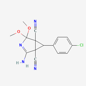 molecular formula C15H13ClN4O2 B11079966 2-Amino-6-(4-chlorophenyl)-4,4-dimethoxy-3-azabicyclo[3.1.0]hex-2-ene-1,5-dicarbonitrile 