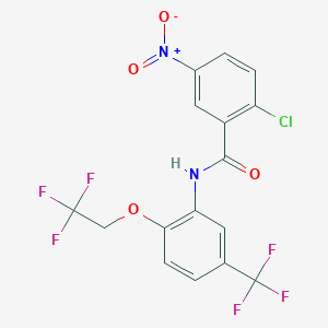 molecular formula C16H9ClF6N2O4 B11079993 2-chloro-5-nitro-N-[2-(2,2,2-trifluoroethoxy)-5-(trifluoromethyl)phenyl]benzamide 