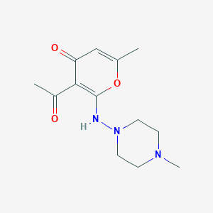 3-acetyl-6-methyl-2-[(4-methylpiperazin-1-yl)amino]-4H-pyran-4-one