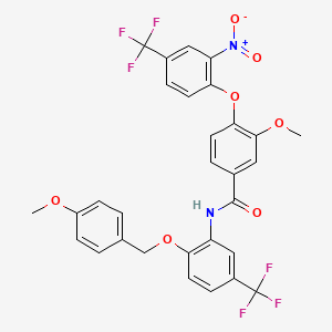 molecular formula C30H22F6N2O7 B11080014 3-methoxy-N-{2-[(4-methoxybenzyl)oxy]-5-(trifluoromethyl)phenyl}-4-[2-nitro-4-(trifluoromethyl)phenoxy]benzamide 