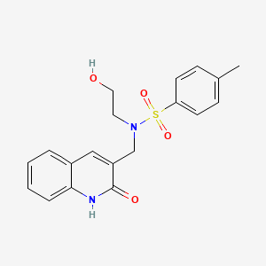 molecular formula C19H20N2O4S B11080024 N-(2-hydroxyethyl)-4-methyl-N-[(2-oxo-1,2-dihydroquinolin-3-yl)methyl]benzenesulfonamide 