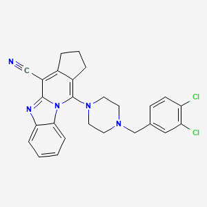 molecular formula C26H23Cl2N5 B11080066 11-[4-(3,4-dichlorobenzyl)piperazin-1-yl]-2,3-dihydro-1H-cyclopenta[4,5]pyrido[1,2-a]benzimidazole-4-carbonitrile 