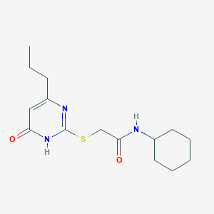 molecular formula C15H23N3O2S B11080078 N-cyclohexyl-2-[(6-oxo-4-propyl-1,6-dihydropyrimidin-2-yl)sulfanyl]acetamide 