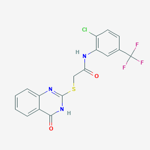 molecular formula C17H11ClF3N3O2S B11080079 N-[2-chloro-5-(trifluoromethyl)phenyl]-2-[(4-oxo-3,4-dihydroquinazolin-2-yl)sulfanyl]acetamide 