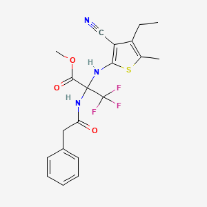 molecular formula C20H20F3N3O3S B11080099 methyl N-(3-cyano-4-ethyl-5-methylthiophen-2-yl)-3,3,3-trifluoro-2-[(phenylacetyl)amino]alaninate 