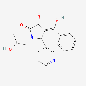 molecular formula C19H18N2O4 B11080106 3-hydroxy-1-(2-hydroxypropyl)-4-(phenylcarbonyl)-5-(pyridin-3-yl)-1,5-dihydro-2H-pyrrol-2-one 