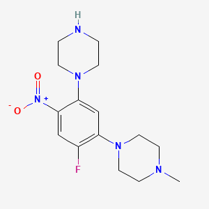 molecular formula C15H22FN5O2 B11080138 Piperazine, 1-[2-fluoro-4-nitro-5-(piperazin-1-yl)phenyl]-4-methyl- 