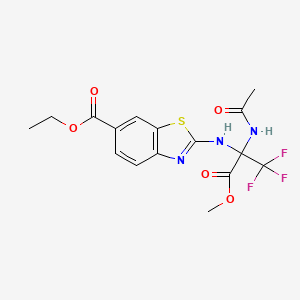 2-(1-Acetylamino-2,2,2-trifluoro-1-methoxycarbonyl-ethylamino)-benzothiazole-6-carboxylic acid ethyl ester