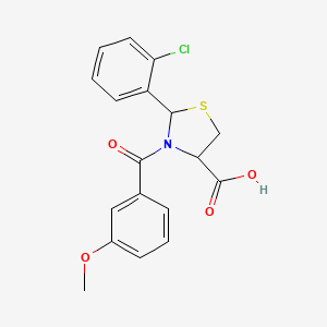 molecular formula C18H16ClNO4S B11080155 2-(2-Chlorophenyl)-3-(3-methoxybenzoyl)-1,3-thiazolidine-4-carboxylic acid 