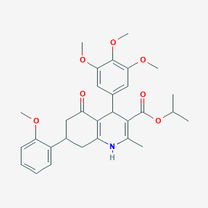 molecular formula C30H35NO7 B11080168 Propan-2-yl 7-(2-methoxyphenyl)-2-methyl-5-oxo-4-(3,4,5-trimethoxyphenyl)-1,4,5,6,7,8-hexahydroquinoline-3-carboxylate 