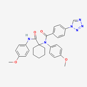 N-(4-methoxyphenyl)-N-{1-[(4-methoxyphenyl)carbamoyl]cyclohexyl}-4-(1H-tetrazol-1-yl)benzamide