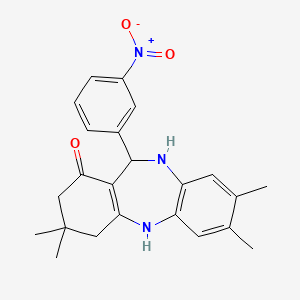 molecular formula C23H25N3O3 B11080182 3,3,7,8-tetramethyl-11-(3-nitrophenyl)-2,3,4,5,10,11-hexahydro-1H-dibenzo[b,e][1,4]diazepin-1-one 