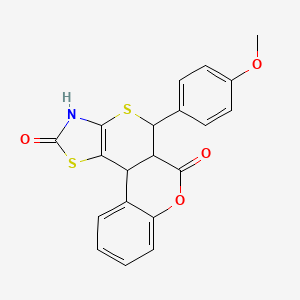 11-(4-methoxyphenyl)-8-oxa-12,16-dithia-14-azatetracyclo[8.7.0.02,7.013,17]heptadeca-2,4,6,13(17)-tetraene-9,15-dione