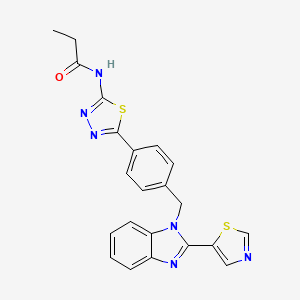 N-[5-(4-{[2-(1,3-thiazol-5-yl)-1H-benzimidazol-1-yl]methyl}phenyl)-1,3,4-thiadiazol-2-yl]propanamide