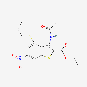 molecular formula C17H20N2O5S2 B11080262 3-Acetylamino-4-isobutylsulfanyl-6-nitro-benzo[b]thiophene-2-carboxylic acid ethyl ester 