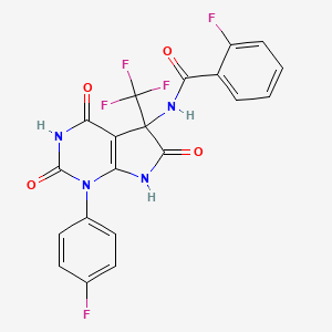 2-fluoro-N-[1-(4-fluorophenyl)-4-hydroxy-2,6-dioxo-5-(trifluoromethyl)-2,5,6,7-tetrahydro-1H-pyrrolo[2,3-d]pyrimidin-5-yl]benzamide