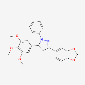 molecular formula C25H24N2O5 B11080312 3-(1,3-benzodioxol-5-yl)-1-phenyl-5-(3,4,5-trimethoxyphenyl)-4,5-dihydro-1H-pyrazole 