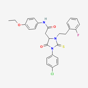 2-{1-(4-chlorophenyl)-3-[2-(2-fluorophenyl)ethyl]-5-oxo-2-thioxoimidazolidin-4-yl}-N-(4-ethoxyphenyl)acetamide