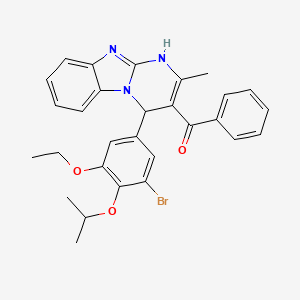 {4-[3-Bromo-5-ethoxy-4-(propan-2-yloxy)phenyl]-2-methyl-1,4-dihydropyrimido[1,2-a]benzimidazol-3-yl}(phenyl)methanone