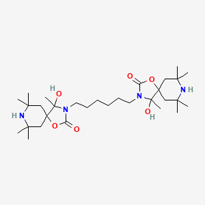 molecular formula C30H54N4O6 B11080356 3,3'-Hexane-1,6-diylbis(4-hydroxy-4,7,7,9,9-pentamethyl-1-oxa-3,8-diazaspiro[4.5]decan-2-one) 