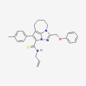 molecular formula C27H28N4OS B11080383 N-Allyl-4-(4-methylphenyl)-1-(phenoxymethyl)-5,6,7,8-tetrahydro-2,2A,8A-triazacyclopenta[CD]azulene-3-carbothioamide 