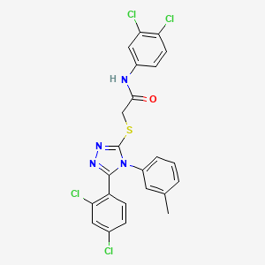 molecular formula C23H16Cl4N4OS B11080402 N-(3,4-dichlorophenyl)-2-{[5-(2,4-dichlorophenyl)-4-(3-methylphenyl)-4H-1,2,4-triazol-3-yl]sulfanyl}acetamide 