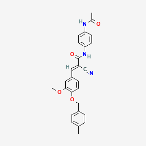 molecular formula C27H25N3O4 B11080419 (2E)-N-[4-(acetylamino)phenyl]-2-cyano-3-{3-methoxy-4-[(4-methylbenzyl)oxy]phenyl}prop-2-enamide 