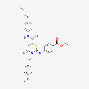 ethyl 4-({(2Z)-3-[2-(4-methoxyphenyl)ethyl]-4-oxo-6-[(4-propoxyphenyl)carbamoyl]-1,3-thiazinan-2-ylidene}amino)benzoate