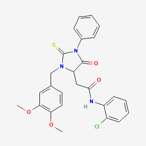 N-(2-chlorophenyl)-2-[3-(3,4-dimethoxybenzyl)-5-oxo-1-phenyl-2-thioxoimidazolidin-4-yl]acetamide