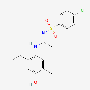 (1E)-N'-[(4-chlorophenyl)sulfonyl]-N-[4-hydroxy-5-methyl-2-(propan-2-yl)phenyl]ethanimidamide