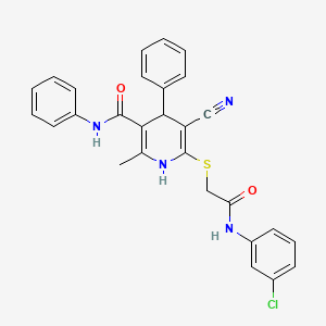 molecular formula C28H23ClN4O2S B11080554 6-({2-[(3-chlorophenyl)amino]-2-oxoethyl}sulfanyl)-5-cyano-2-methyl-N,4-diphenyl-1,4-dihydropyridine-3-carboxamide 