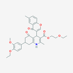 2-ethoxyethyl 7-(4-ethoxy-3-methoxyphenyl)-2-methyl-4-(6-methyl-4-oxo-4H-chromen-3-yl)-5-oxo-1,4,5,6,7,8-hexahydroquinoline-3-carboxylate