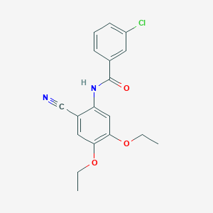 molecular formula C18H17ClN2O3 B11080592 3-chloro-N-(2-cyano-4,5-diethoxyphenyl)benzamide 