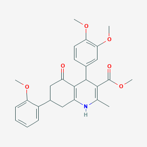 molecular formula C27H29NO6 B11080613 Methyl 4-(3,4-dimethoxyphenyl)-7-(2-methoxyphenyl)-2-methyl-5-oxo-1,4,5,6,7,8-hexahydroquinoline-3-carboxylate 